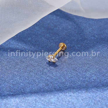 Piercing Labret Aço Cirúrgico Oval Com Pontas Zircônia