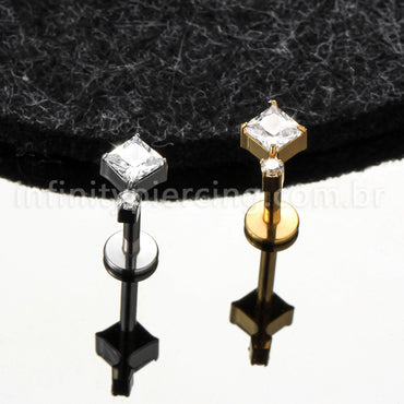 Piercing Labret Titânio Zircônia Cravejada