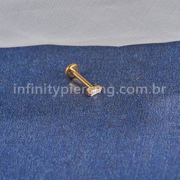 Piercing Labret Aço Cirúrgico Retângulo Zircônia