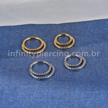 Piercing Argola Aço Cirúrgico 2 Fileiras Detalhadas