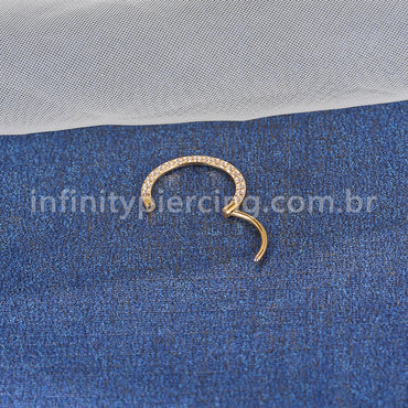 Piercing Argola Aço Cirúrgico Segmento Articulado Zircônia Frontal