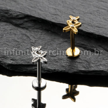 Piercing Labret Titânio Duas Flores