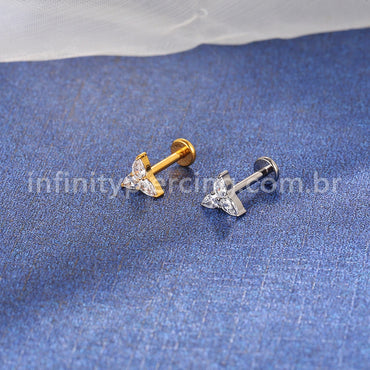Piercing Labret Titânio Trinity Zircônia Cravejada