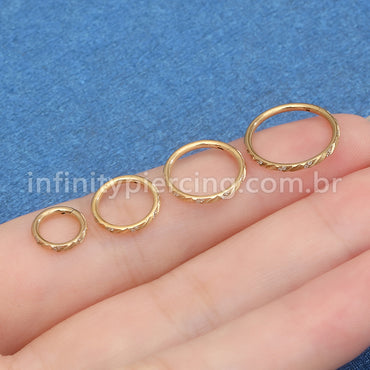 Piercing Argola Aço Cirúrgico Detalhada/Zircônia Cravejada