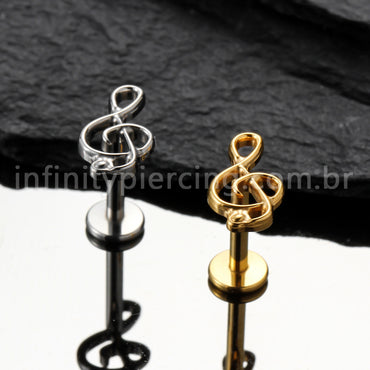 Piercing Labret Titânio Nota Musical