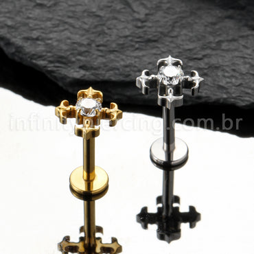 Piercing Labret Titânio Cruz De Malta