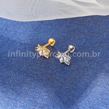 Piercing Labret Titânio Zircônia Cravejada
