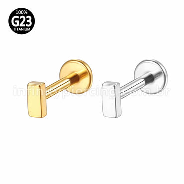 Piercing Labret Rosca Interna Titânio Retângulo