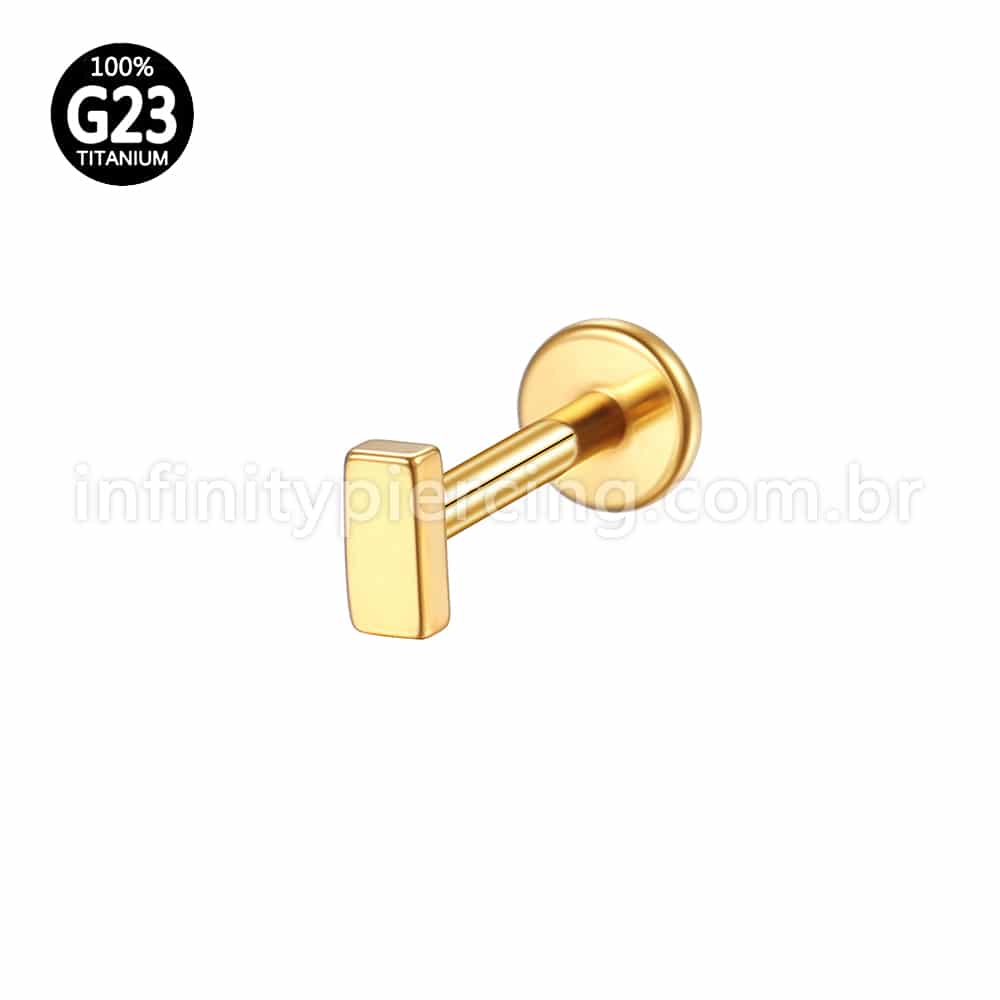 Piercing Labret Rosca Interna Titânio Retângulo