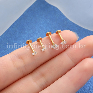 Piercing Labret Aço Cirúrgico Zircônia Coração