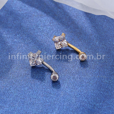Piercing Banana Titânio Zircônia Quadrada