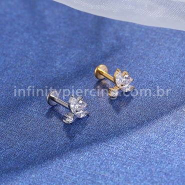 Piercing Labret Titânio Flor Zircônia