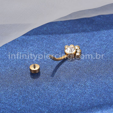 Piercing Banana Aço Cirúrgico Indiano 7 Zircônias Cravada