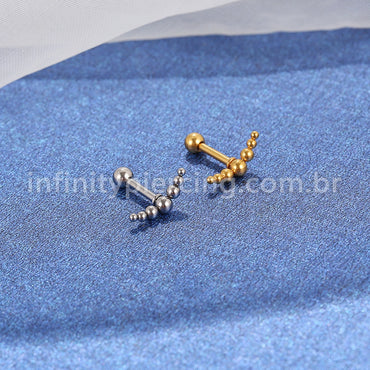 Piercing MiniBarbell Curvado Aço Cirúrgico