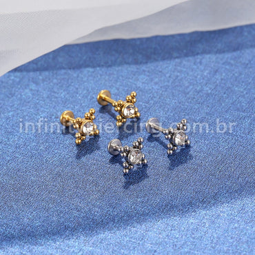 Piercing Labret Aço Cirúrgico Indiano Zircônia
