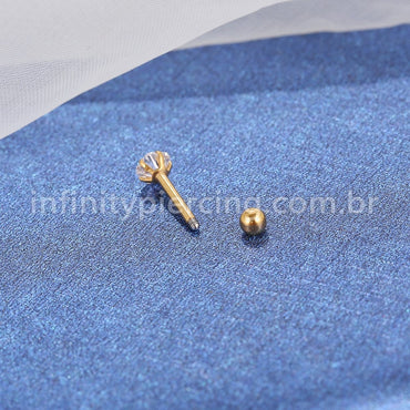 Piercing Minibarbell Aço Cirúrgico Zircônia Flor