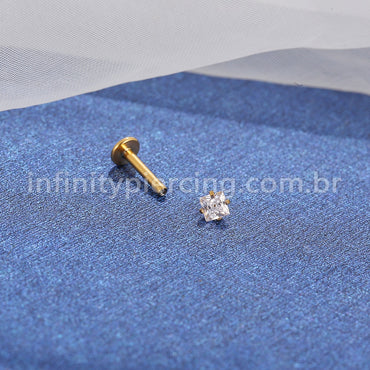 Piercing Labret Aço Cirúrgico Zircônia Quadrada