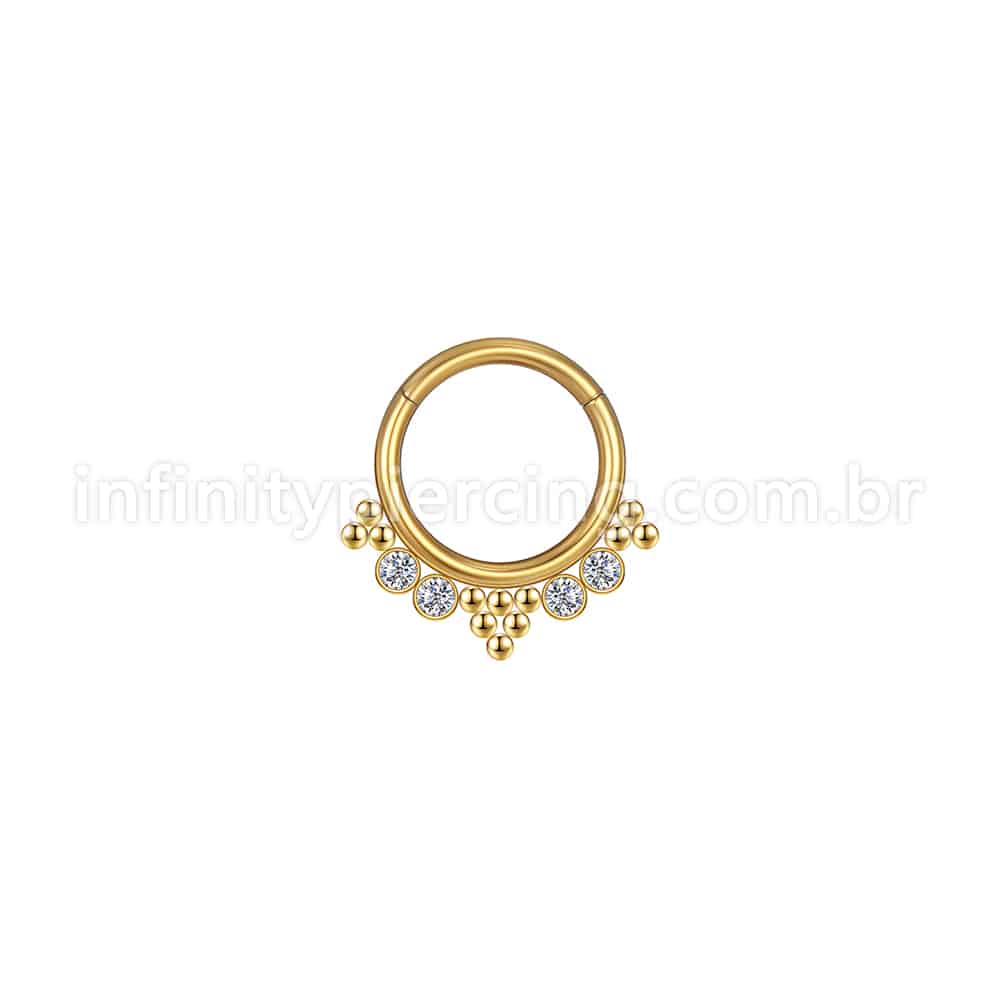 Piercing Argola Aço Cirúrgico Segmento Articulado Indiano Zircônia