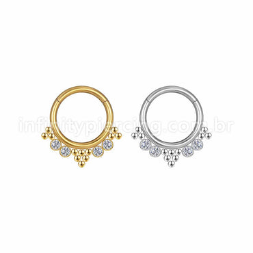 Piercing Argola Aço Cirúrgico Segmento Articulado Indiano Zircônia