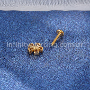 Piercing Labret Aço Cirúrgico Flor Zircônia