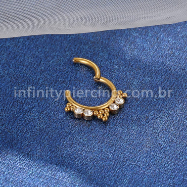 Piercing Argola Aço Cirúrgico Segmento Articulado Indiano Zircônia