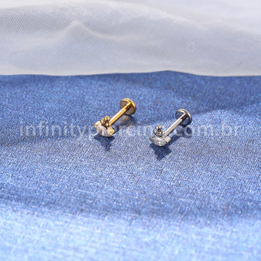 Piercing Labret Titânio Indiano Zircônia