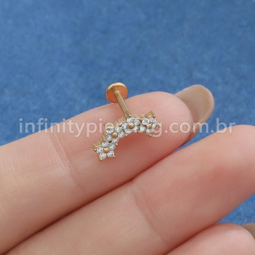 Piercing Labret Aço Cirúrgico 4 Mini Flores Zircônia