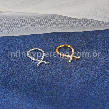 Piercing Argola Aço Cirúrgico X Zircônia Cravejada
