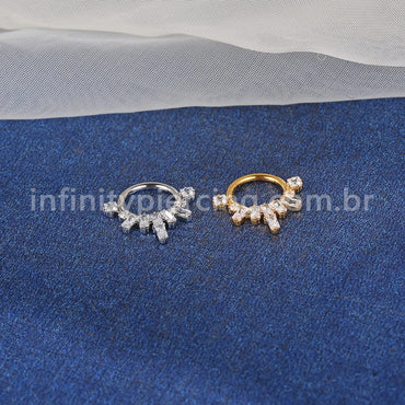 Piercing Argola Aço Cirúrgico Zircônia Cravejada