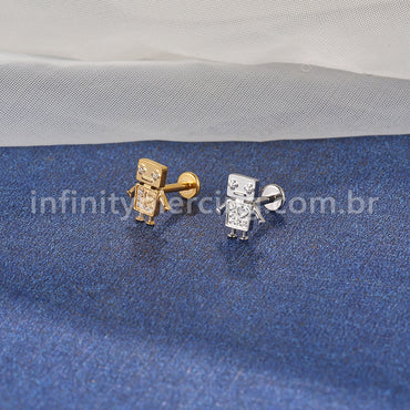 Piercing Labret Aço Cirúrgico Robô