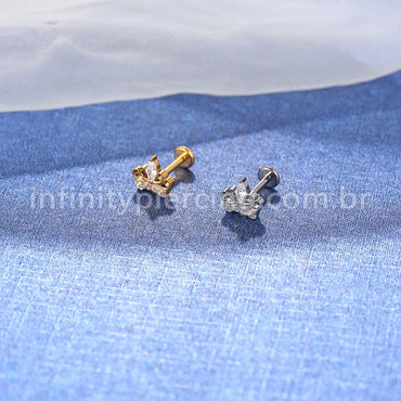 Piercing Labret Titânio Coroa Zircônia