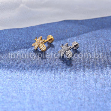 Piercing Labret Titânio Abelha Zircônia