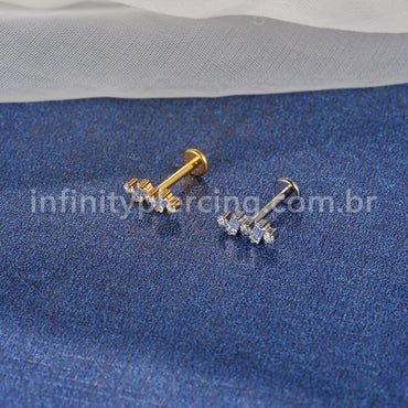 Piercing Labret Titânio 5 Zircônias