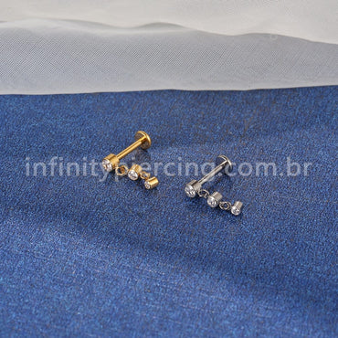 Piercing Labret Titânio Ponto De Luz Com Pingente Zircônia