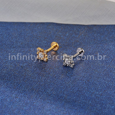 Piercing Labret Titânio Quadrado 5 Zircônia