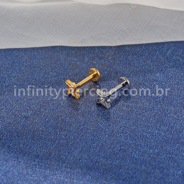 Piercing Labret Titânio Estrela Zircônia