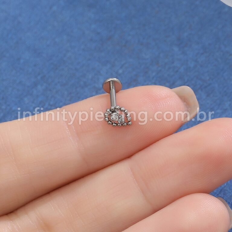Piercing Labret Titânio Indiano Gota 2 Zircônias