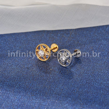 Piercing Labret Titânio Estrela Zircônia