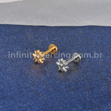 Piercing Labret Titânio Flor Girassol