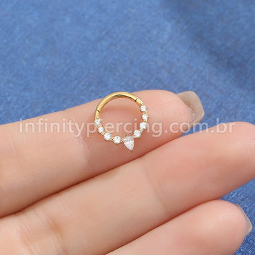 Piercing Argola Titânio Zircônia Gota Cravejada