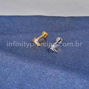 Piercing Labret Titânio Flor Com Zircônia
