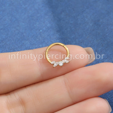Piercing Argola Titânio Detalhes Zircônia Cravejada