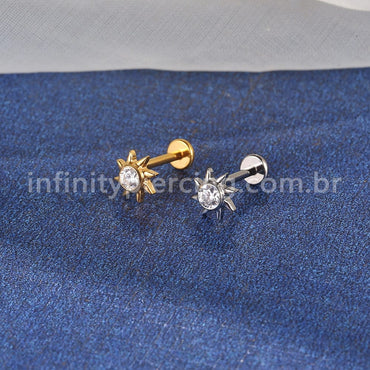 Piercing Labret Titânio Sol Com Zircônia