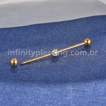 Piercing Transversal Aço Cirurgico Zircônia Mini Flor