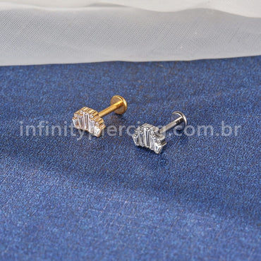 Piercing Labret Titânio Coroa Zircônia