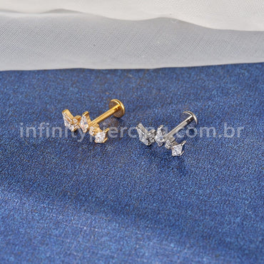 Piercing Labret Titânio Coroa Zircônia