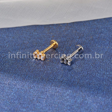Piercing Labret Titânio 5 Mini Zircônias