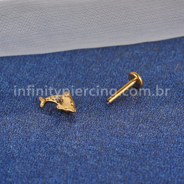 Piercing Labret Aço Cirúrgico Golfinho