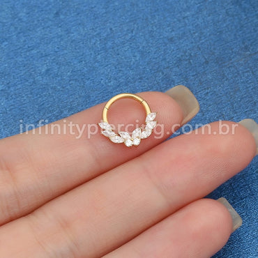 Piercing Argola Aço Cirúrgico Borboleta Zircônia Cravejada