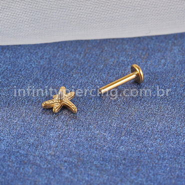 Piercing Labret Aço Cirúrgico Libelula